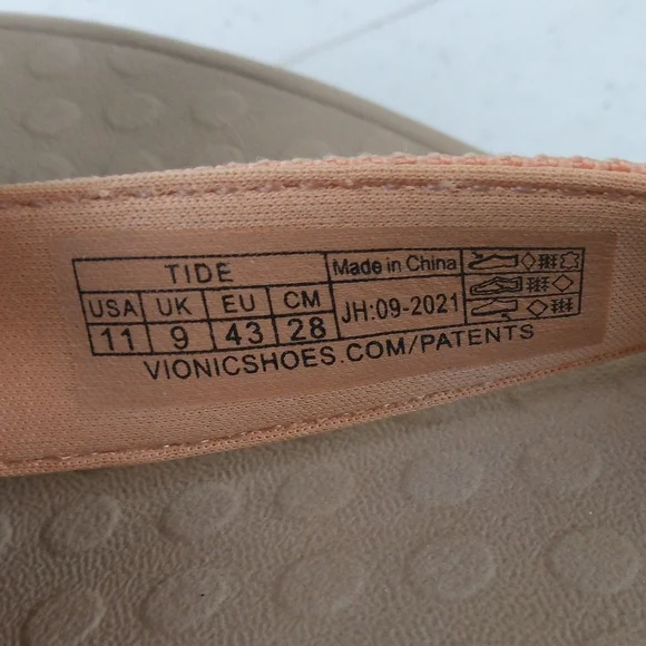 Vionic Tide 2.0 Post Sandals Women Size 11 Slip On Coral Leather Support Slide - Picture 6 of 8